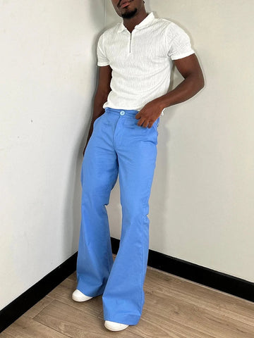 AIDASE  -  New Casual Flared Pants Mens 70s Disco Vintage Style Bell-bottom Trousers Spring Autumn Men Fashion Solid Color Flared Trousers aidase-shop